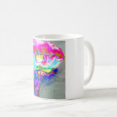 抽象芸術ピンク色の水彩フローラ コーヒーマグカップ (正面右)