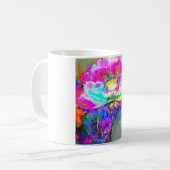 抽象芸術ピンク色の水彩フローラ コーヒーマグカップ (正面左)