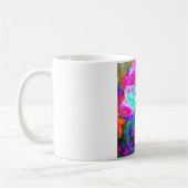 抽象芸術ピンク色の水彩フローラ コーヒーマグカップ (左)