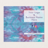 抽象芸術ピンク色の青いマーブル絞り染め 名刺 (外部フラット)