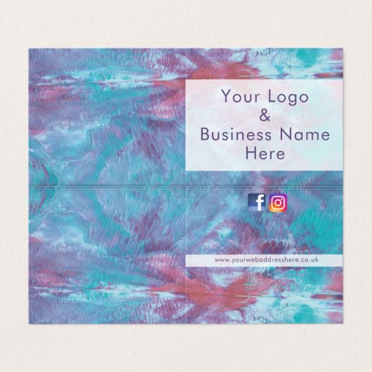 抽象芸術ピンク色の青いマーブル絞り染め 名刺 (外部フラット)