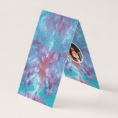 抽象芸術ピンク色の青いマーブル絞り染め 名刺 (裏面)