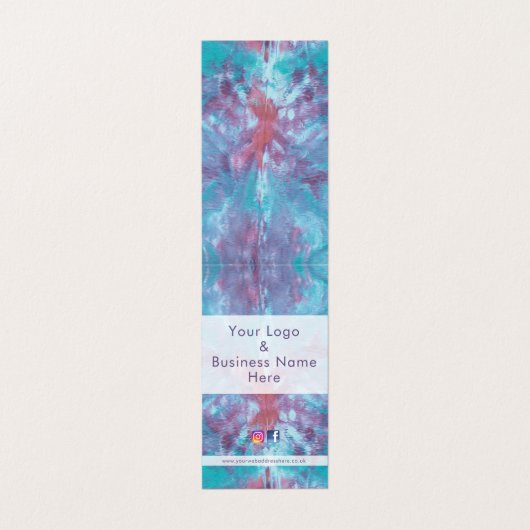 抽象芸術ピンク色の青いマーブル絞り染め 名刺 (外部フラット)