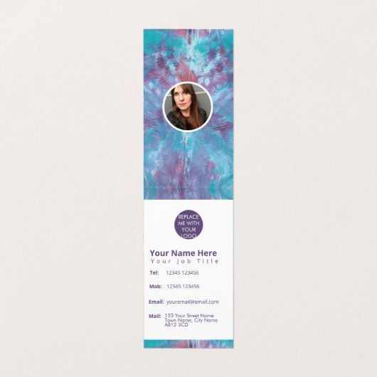 抽象芸術ピンク色の青いマーブル絞り染め 名刺 (内部フラット)