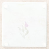 抽象芸術ピンク花弁植物採集器 ガラスコースター (裏面)