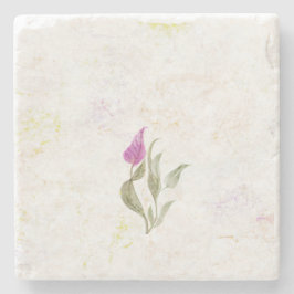 抽象芸術ピンク花弁植物石コースター ストーンコースター