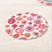 抽象芸術ピンク花柄 ペーパーコースター (アングル)