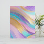 抽象芸術ピンク薄紫ターコイズ金ゴールドスクラップブック紙 (スタンド正面)