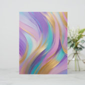 抽象芸術ピンク薄紫ターコイズ金ゴールドスクラップブック紙 (スタンド正面)