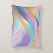 抽象芸術ピンク薄紫ターコイズ金ゴールド アクセントクッション (裏面(縦))