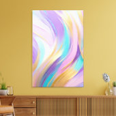 抽象芸術ピンク薄紫ターコイズ金ゴールド キャンバスプリント (インサイチュ (リビング))