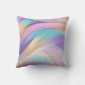 抽象芸術ピンク薄紫ターコイズ金ゴールド クッション (裏面)