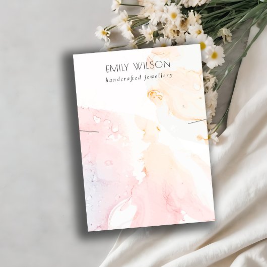 抽象芸術ピンク赤面ウォーターカラーネックレスディスプレイ 名刺