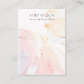 抽象芸術ピンク赤面ウォーターカラーネックレスディスプレイ 名刺 (正面)