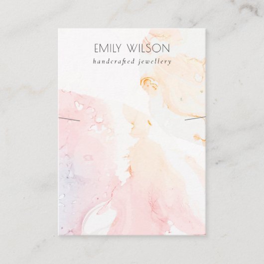 抽象芸術ピンク赤面ウォーターカラーネックレスディスプレイ 名刺 (正面)