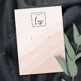 抽象芸術ピンク赤面スタッド波イヤリングロゴ表示 名刺