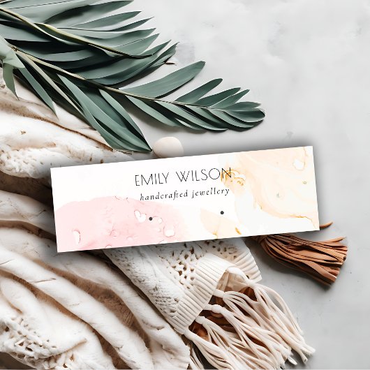 抽象芸術ピンク赤面水彩耳飾りディスプレイ スキニー名刺