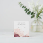 抽象芸術ピンク赤面水彩耳飾りディスプレイ スクエア名刺 (スタンド正面)