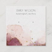 抽象芸術ピンク赤面水彩耳飾りディスプレイ スクエア名刺 (正面)