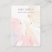 抽象芸術ピンク赤面水彩耳飾りディスプレイ 名刺 (正面)