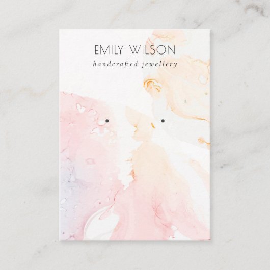 抽象芸術ピンク赤面水彩耳飾りディスプレイ 名刺 (正面)