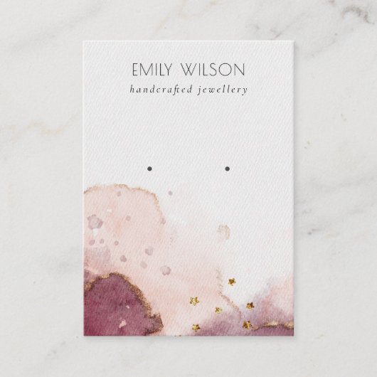 抽象芸術ピンク赤面水彩耳飾りディスプレイ 名刺 (正面)