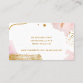 抽象芸術ピンク金ゴールドスクリプト水色 名刺 (裏面)