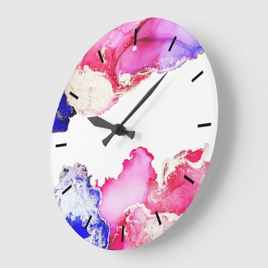 抽象芸術ピンク金ゴールドブルーアクリル壁時計 ラージ壁時計 (傾斜)