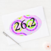 抽象芸術ピンク26.2マラソンオーバルステッカー 楕円形シール (封筒)