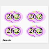 抽象芸術ピンク26.2マラソンオーバルステッカー 楕円形シール (シート)