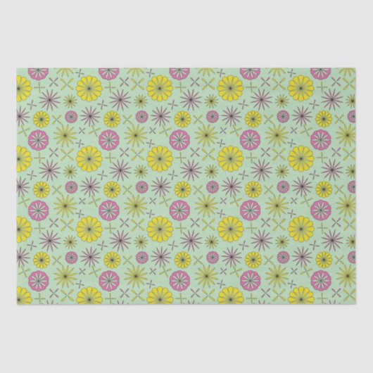 抽象芸術ピンク&イエローフローラティッシュペーパー 薄葉紙 (正面)