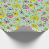 抽象芸術ピンク&イエローフローララッピング紙 ラッピングペーパー (角)