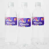 抽象芸術ピンク、オレンジ、ブルー ペットボトルラベル (ボトル)