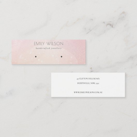 抽象芸術ピンク《写真》ぼけ味ホログラフィックイヤリングディスプレイ スキニー名刺 (正面/裏面)