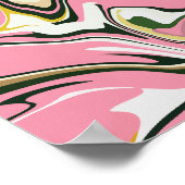 抽象芸術ピンク、白、黒の渦巻きアート ポスター (角)