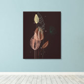 抽象芸術ピンク&金ゴールドチューリップミニマリストボタニカル キャンバスプリント (インサイチュ (ウッドフロア))