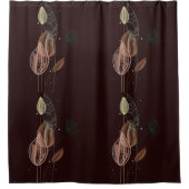 抽象芸術ピンク&金ゴールドチューリップミニマリストボタニカル シャワーカーテン (正面)