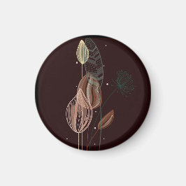 抽象芸術ピンク&金ゴールドチューリップミニマリストボタニカル マグネット