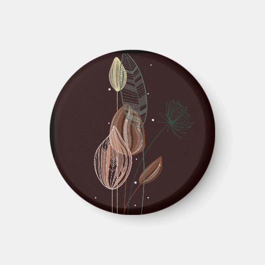 抽象芸術ピンク&金ゴールドチューリップミニマリストボタニカル マグネット (正面)