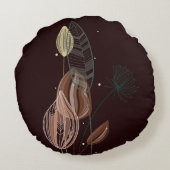 抽象芸術ピンク&金ゴールドチューリップミニマリストボタニカル ラウンドクッション (裏面)