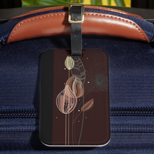 抽象芸術ピンク&金ゴールドチューリップミニマリストボタニカル ラゲッジタグ (正面インサイチュ2)