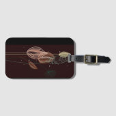 抽象芸術ピンク&金ゴールドチューリップミニマリストボタニカル ラゲッジタグ (正面横)