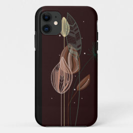 抽象芸術ピンク&金ゴールドチューリップミニマリストボタニカル iPhone 11 ケース