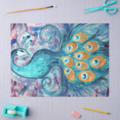 抽象芸術ピーコックティール（緑がかった色）ラバーピーコックスのアートワーク 薄葉紙 (クラフト)