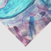 抽象芸術ピーコックティール（緑がかった色）ラバーピーコックスのアートワーク 薄葉紙 (詳細)