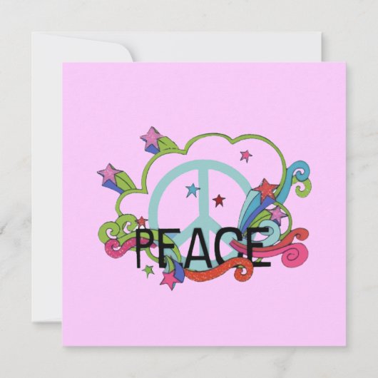 抽象芸術ピースサインスタースクロース誕生日 招待状 (裏面)