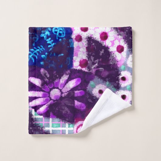 抽象芸術ピースサインヒッパイアートパープルピンクブルー ウォッシュタオル (ウォッシュタオル)