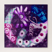 抽象芸術ピースサインヒッピーパーソナライズされたアート ジグソーパズル (横)