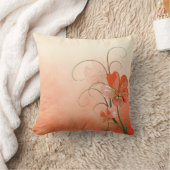 抽象芸術ピーチとグリーンフローラ クッション (ブランケット)