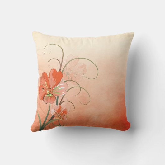 抽象芸術ピーチとグリーンフローラ クッション (裏面)